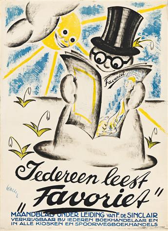 WALTER "WALTHER" VON WENZ ZU NIEDERLAHNSTEIN (1898-1963). IEDEREEN LEEST "FAVORIET." Circa 1935. 43½x31¼ inches, 110½x78¾ cm. Kotting,           